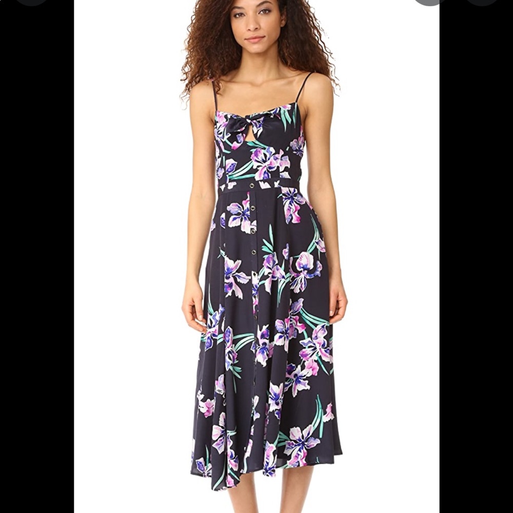 Navy floral midi dress